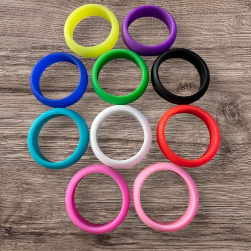 💎 Men’s 10-Pack Multicolor Lightweight Silicone Universal Rings (Multiple Sizes)